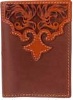 3D Belt Company W995 Brown Wallet with Floral Embossed Trim